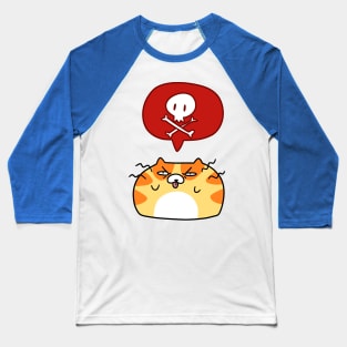 Skull and Crossbones Cat Baseball T-Shirt